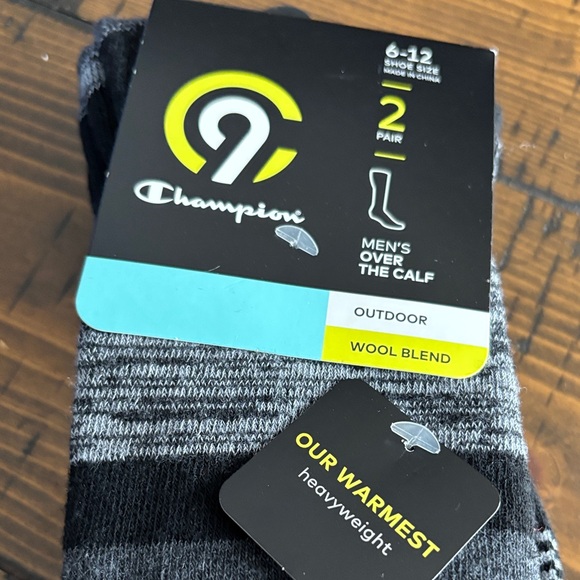 Champion Men's Striped Black and Gray Socks 2 Pair - Picture 4 of 4